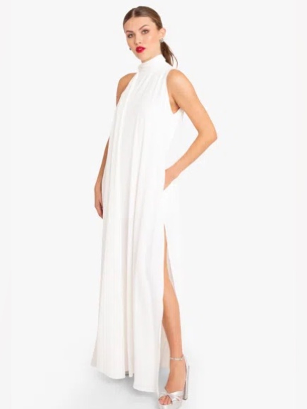 Black Halo Henna Gown in White